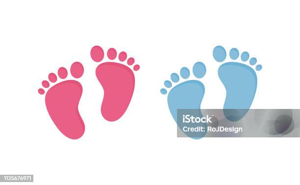 Baby Footsteps Vector Illustration Set Pairs Of Pink And Blue Footprints In Flat Style Stock Illustration - Download Image Now