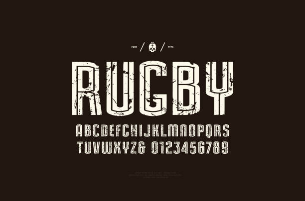 dekorative gestreiften sans-serif-schrift - rugby shirt stock-grafiken, -clipart, -cartoons und -symbole