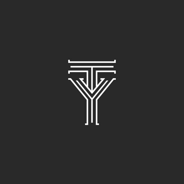 Monogram initials TY YT letters logo design, elegant two overlapping letters combination T and Y marks Monogram initials TY YT letters logo design, elegant two overlapping letters combination T and Y marks yt stock illustrations