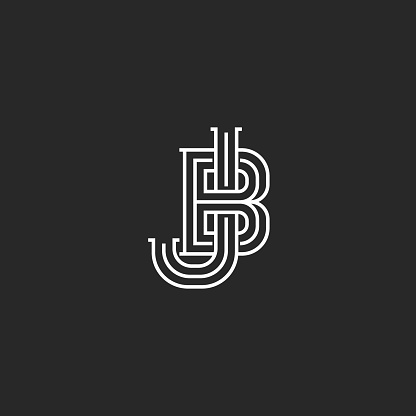 Creative logo JB or BJ initials logo monogram, thin lines two letters together J and B combination
