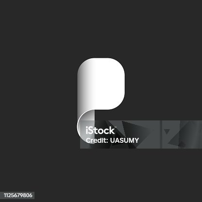 istock Abstract logo letter P in the form of a rolled sheet of paper, modern logotype in the style of material design 1125679806