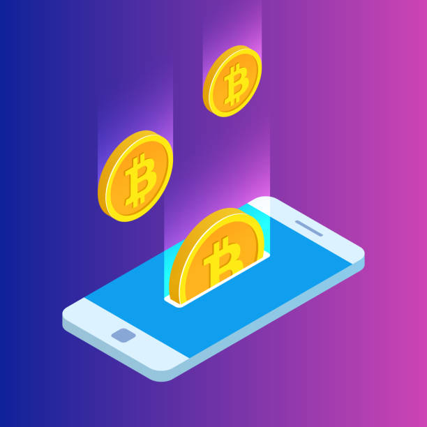 istock Smartphone with gold rain of bitcoins. Monetary business with bitcoin currency. 3D vector design. Modern illustration isometric style. 1125681367