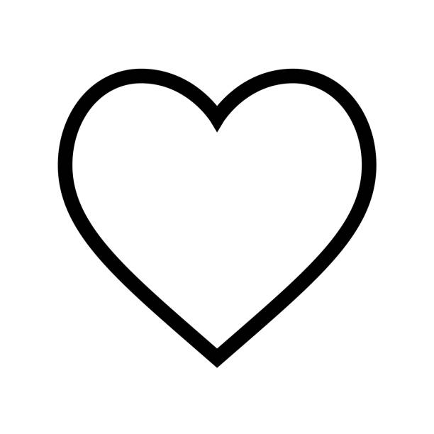 ilustrações de stock, clip art, desenhos animados e ícones de minimal flat heart shape icon with thin black line on white background - desenho do contorno