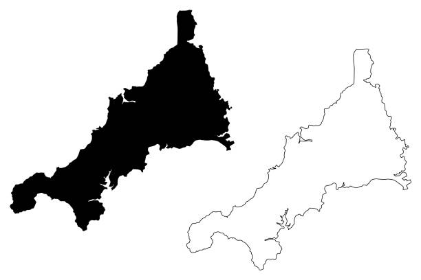 Cornwall map vector Cornwall (United Kingdom, England, Non-metropolitan county, shire county) map vector illustration, scribble sketch Cornwall map cornwall england stock illustrations