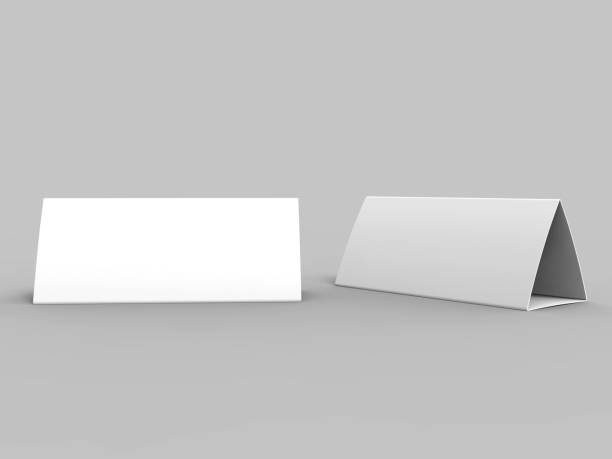 istock Blank and White Promotional Table Talkers and Table Tent 3d Mock up rendering. 1125688388