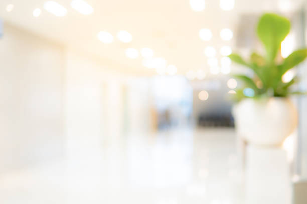 istock Abstract blur luxury hospital corridor. Blur clinic interior background with defocused effect. Healthcare and medical concept 1125688452