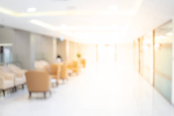 istock Abstract blur luxury hospital corridor. Blur clinic interior background with defocused effect. Healthcare and medical concept 1125688468