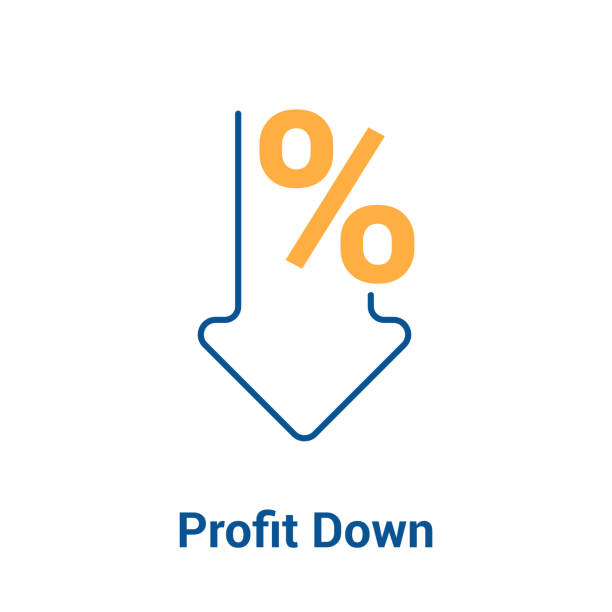 ilustrações de stock, clip art, desenhos animados e ícones de percent down icon. vector - vector - price drop