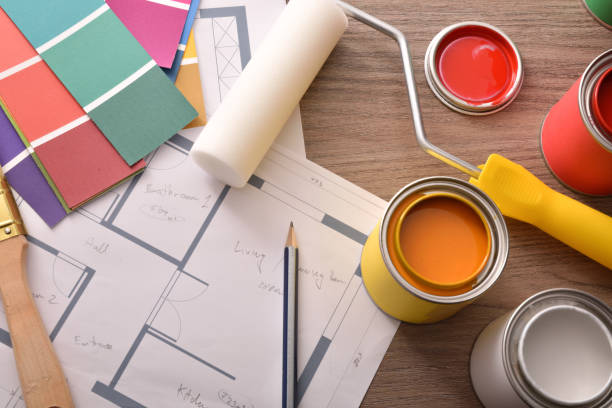 istock Project home decoration with open paint cans and tools 1125691605