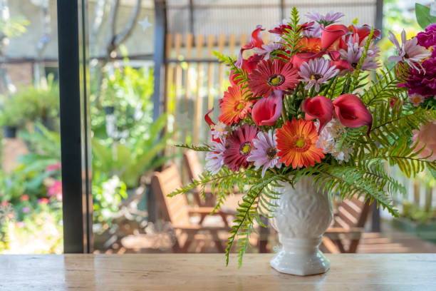 istock The flower vase is placed on the table. 1125692215