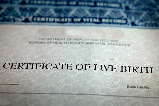 United Kingdom Birth Certificate, copy of original UK document.