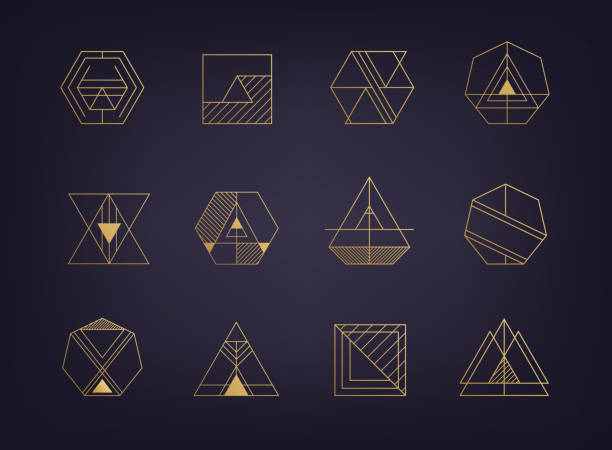 ilustrações, clipart, desenhos animados e ícones de vetor de um conjunto de sinais geométricos abstratos. art déco, hipster, dourado - geometric shape diamond shaped pattern abstract