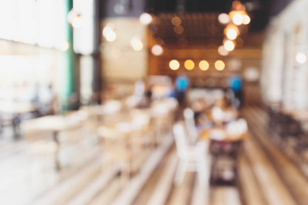 Blurred background : Customer at restaurant blur background with bokeh. Image of abstract blur restaurant with people. Restaurant with customer for background usage focus on foreground stock pictures, royalty-free photos & images