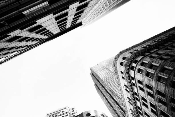 istock Skyscrapers from Below, Downtown Boston. Black And White. 1125701395