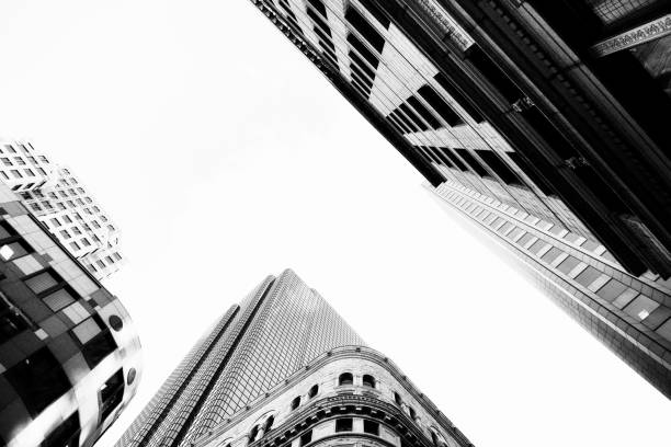 istock Skyscrapers from Below, Downtown Boston. Black And White. 1125701397