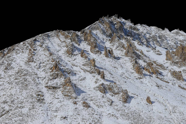 istock mountain peak with snow isolated on black background 1125706325