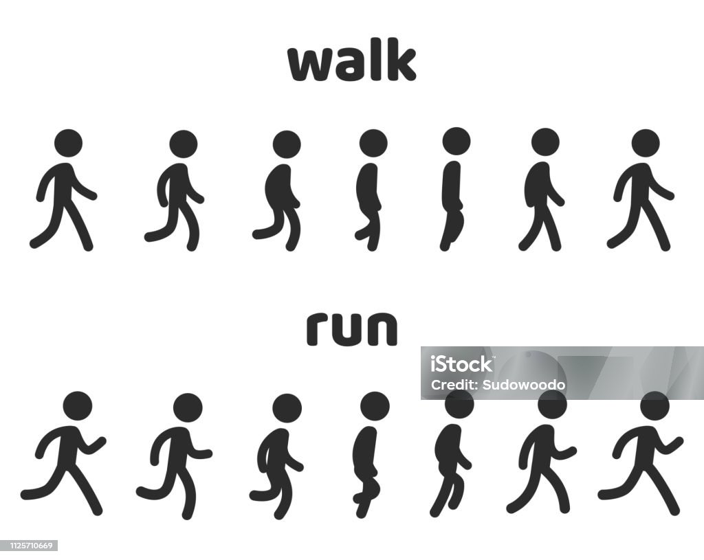 Animation de personnages marcher et courir cycle - clipart vectoriel de Marcher libre de droits