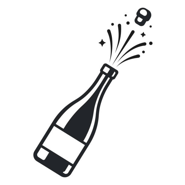 flasche champagner pop - champagner stock-grafiken, -clipart, -cartoons und -symbole