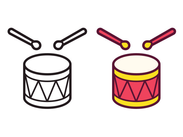 Cartoon drum icon Cartoon drum icon, color and black and white. Simple vector illustration. snare drum stock illustrations