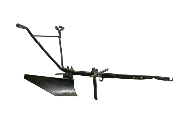 Vintage horse plow isolated on white background