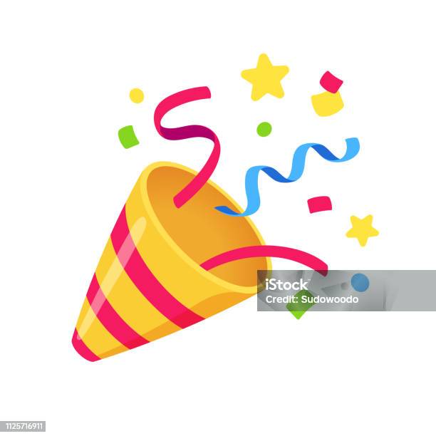 Party Popper With Confetti Stock Illustration - Download Image Now - Emoticon, Party - Social Event, Celebration