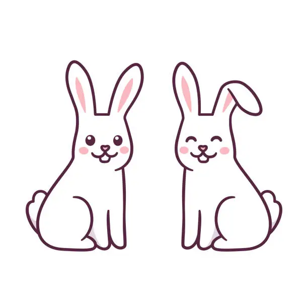 Vector illustration of Cute cartoon rabbits