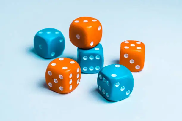 Photo of A group of colored dice for board games