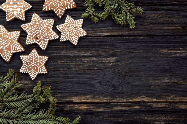 istock Gingerbread cookies on the old wood 1125719813
