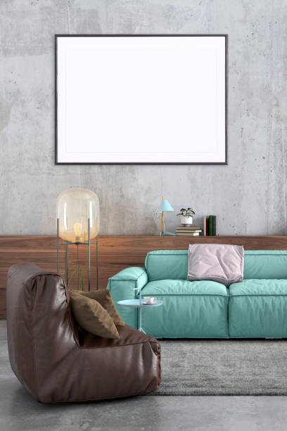 istock Modern Nordic style apartment with picture frame template 1125729907