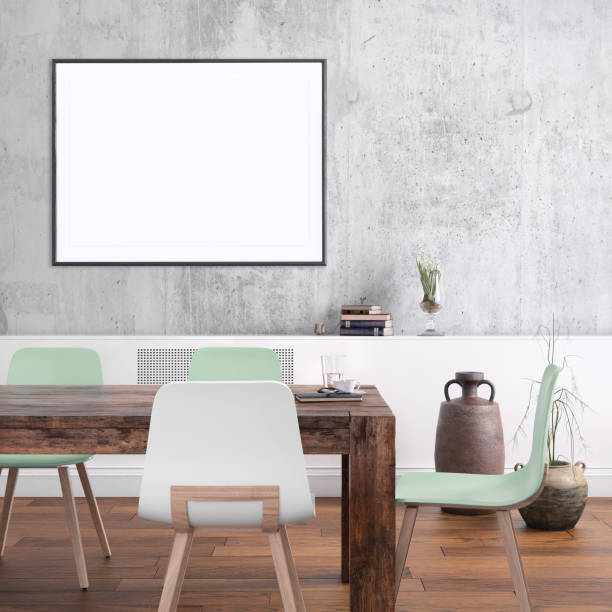 istock Nordic style apartment dining room with picture frame template 1125729913