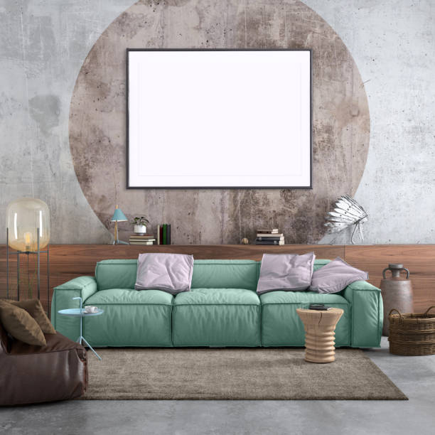 istock Modern Nordic style apartment with picture frame template 1125729915