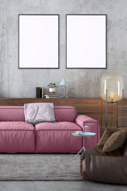 istock Modern Nordic style apartment with picture frame template 1125729924