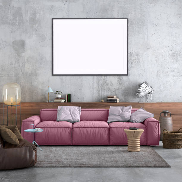 istock Modern Nordic style apartment with picture frame template 1125729934