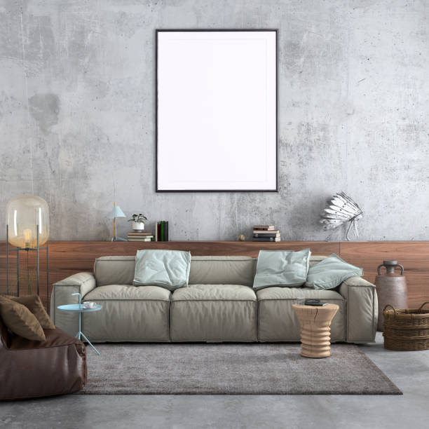 istock Modern Nordic style apartment with picture frame template 1125729940