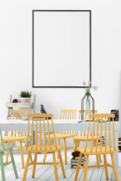 istock Nordic style apartment dining room with picture frame template 1125729951