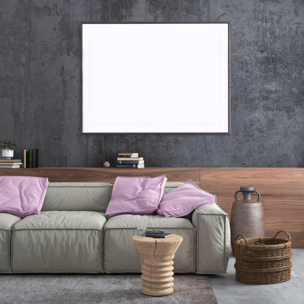 istock Modern Nordic style apartment with picture frame template 1125729952