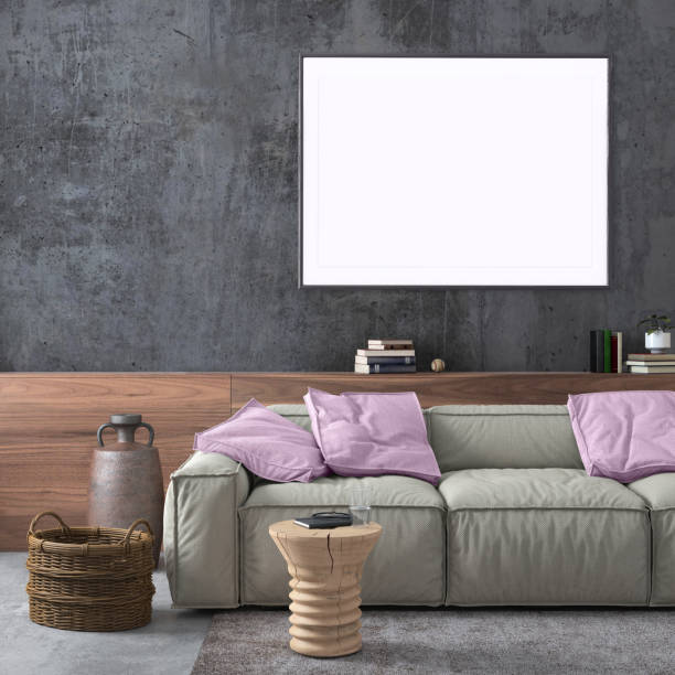 istock Modern Nordic style apartment with picture frame template 1125729954