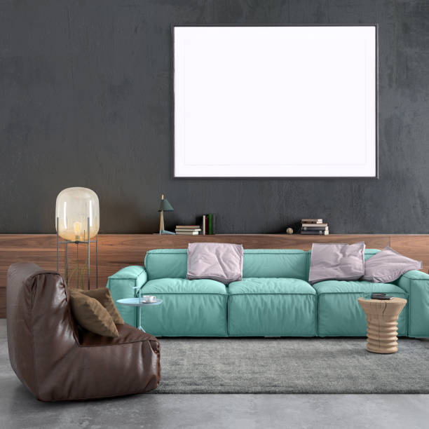 istock Modern Nordic style apartment with picture frame template 1125729970
