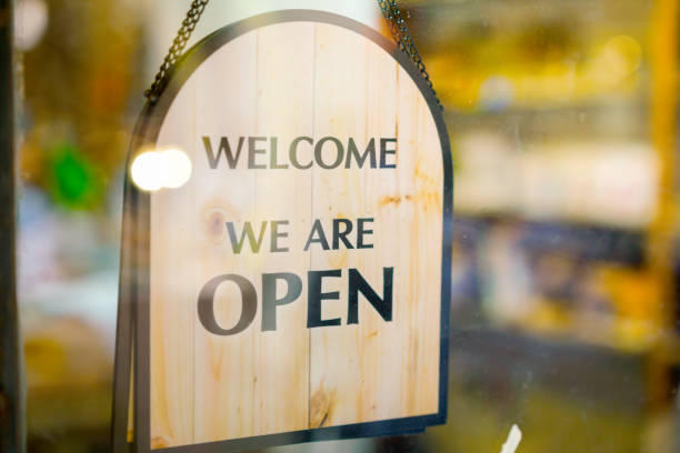 istock Open sign at restaurant and store 1125736872