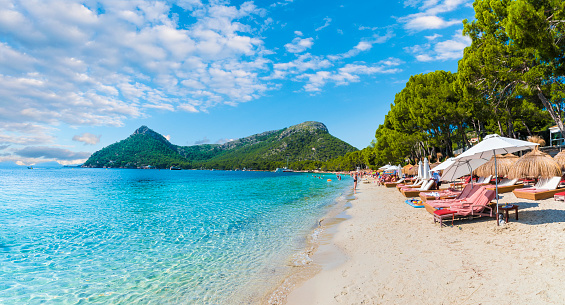 Cap Formentor, Palma de Mallorca, Spain - May 24, 2018: Playa de Formentor, Palma Mallorca, Spain