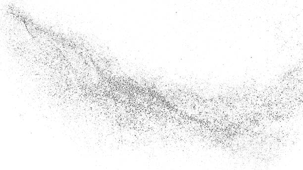 czarna ziarnista tekstura wyizolowana na biało. - particle stock illustrations