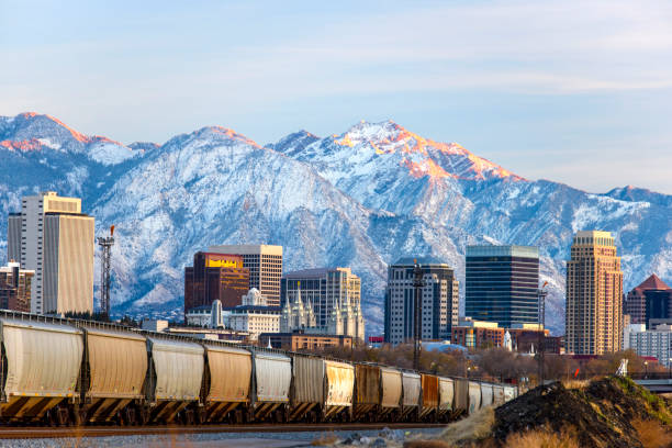 istock Salt Lake City with Snow Capped Mountain 1125743851