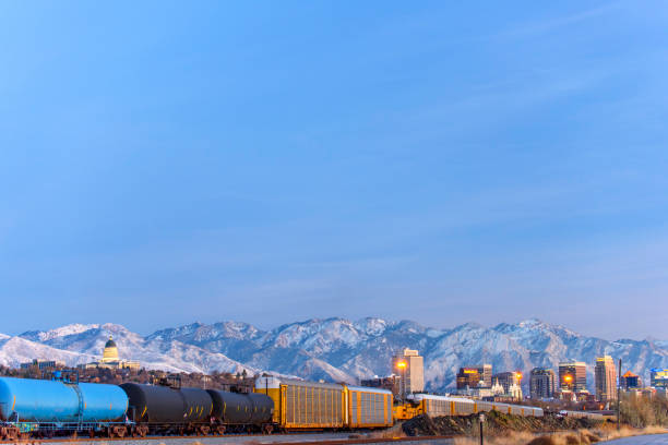istock Salt Lake City with Snow Capped Mountain 1125744298