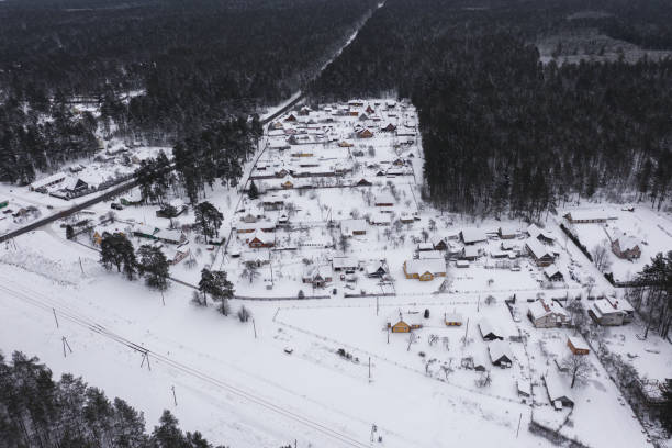 istock Small rural village from drone point of view 1125745430