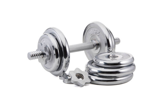istock Steel dumbbell and weights. 1125756408
