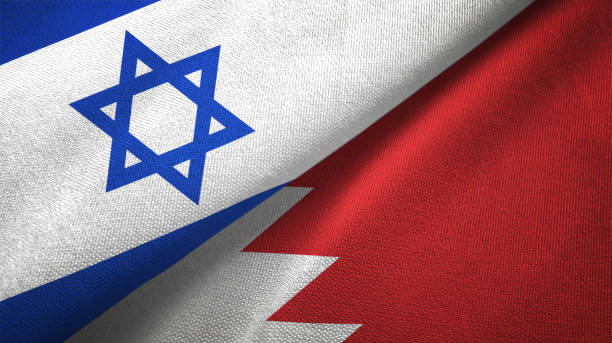 Bahrain and Israel two flags together textile cloth, fabric texture Bahrain and Israel flags together textile cloth, fabric texture government large currency finance stock pictures, royalty-free photos & images