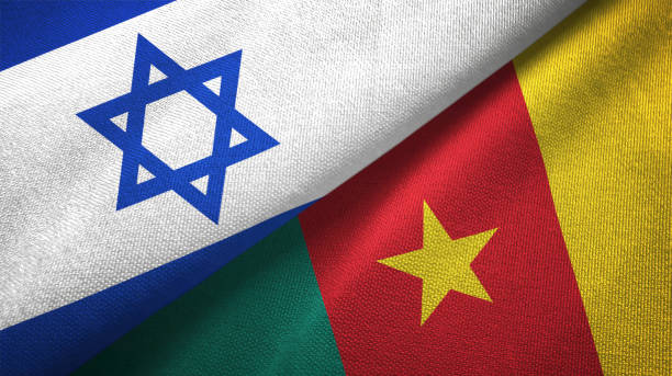 istock Cameroon and Israel two flags together textile cloth, fabric texture 1125756681
