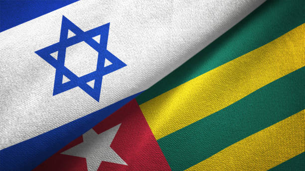 istock Togo and Israel two flags together textile cloth, fabric texture 1125756826