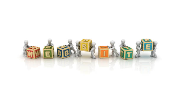 istock Business People Carrying WEBSITE Buzzword Cubes - 3D Rendering 1125757118