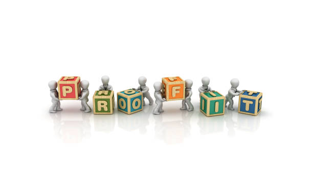 istock Business People Carrying PROFIT Buzzword Cubes - 3D Rendering 1125757140